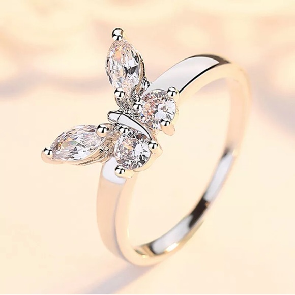 Fashion Butterfly 925 Silver Rings White Sapphire - Picture 2 of 3